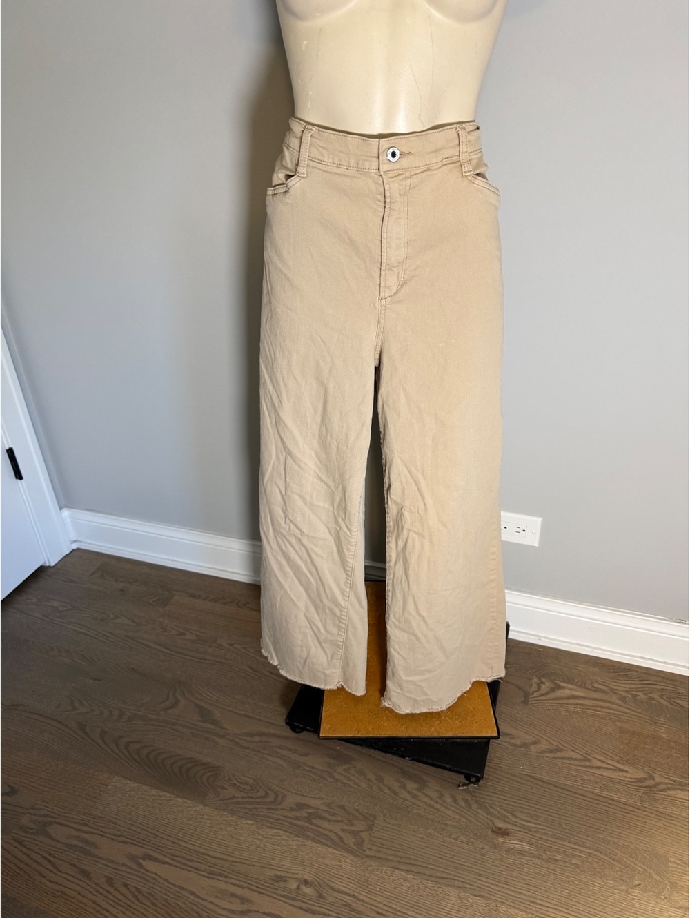 Favorite Daughter Beige Wide Leg Pants with Raw Hem